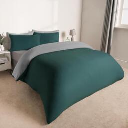 Reversible Duvet Cover Bedding Set - Teal Grey / King - thumbnail 3