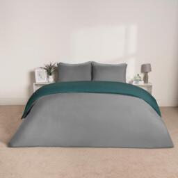 Reversible Duvet Cover Bedding Set - Teal Grey / King - thumbnail 2