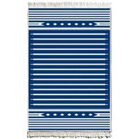 The Mia Bleu And Blanc Kilim Rug - 180 cm x 120 cm - Blue and White - thumbnail 1