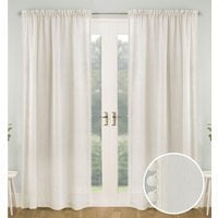 Pair of Slot Top Sheer Voile Panels with Pom-Pom Trim - Cream / 183cm - thumbnail 1