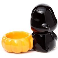 Ceramic Skull Boy Tea Light Candle Holder - Black & Orange