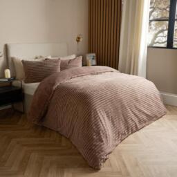 Faux Fur Ribbed Duvet Set - Mink / King - thumbnail 2