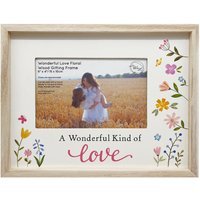 Wonderful Love Floral Wooden Photo Frame - Natural