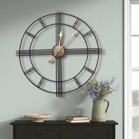 60CM Industrial Retro Roman Metal Wall Clock - Black - image 1
