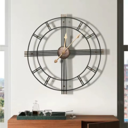 60CM Industrial Retro Roman Metal Wall Clock - Black - thumbnail 2