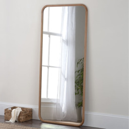 Solid Oak Curved Full Length Wall Mirror - Oak - thumbnail 3