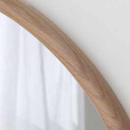 Solid Oak Curved Full Length Wall Mirror - Oak - thumbnail 2