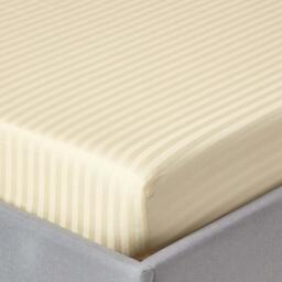 330 Thread Count Egyptian Cotton Satin Stripe Fitted Sheet - Pale Yellow / Single - thumbnail 5