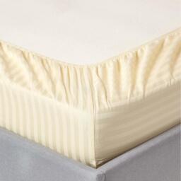 330 Thread Count Egyptian Cotton Satin Stripe Fitted Sheet - Pale Yellow / Single - thumbnail 2