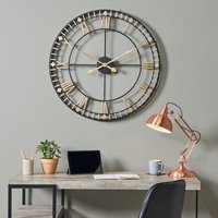 Minimalist Vintage Roman Numerals Wall Clock - Gold & Black