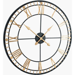 Minimalist Vintage Roman Numerals Wall Clock - Gold & Black - thumbnail 3