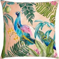 Tropical Peacock Outdoor Cushion Cover - Blush