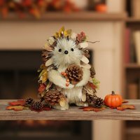 Rustic Autumn Hedgehog Decoration Ornament - Brown
