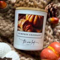 Pumpkin Croissant Wooden Wick Autumn Candle - White - image 1