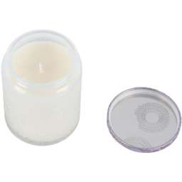 Soy Wax Scented Candle with Embossing Glass Cup - Translucent White - thumbnail 4