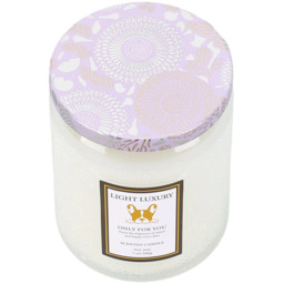 Soy Wax Scented Candle with Embossing Glass Cup - Translucent White - thumbnail 3