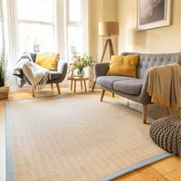 Cotton Border Jute Area Rug - Brown / 230 x 160cm - thumbnail 1