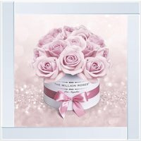 Pink flower box Glitter Liquid Wall Art Dcor - Silver