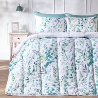 OHS Floral Print Coverless 10.5 Tog Duvet Set - Sage  - King