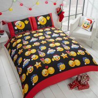 Christmas Icons Emoticons Polycotton Duvet Set With Pillowcase - Multicolor / King - image 1