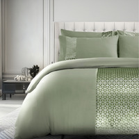 Soft Touch Geometric Duvet Set - Sage / King