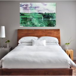 Countryside Lakeview Graphic Art Wrapped on Canvas - Green / 112cm - thumbnail 2