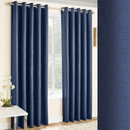 Pair of Vogue Navy Eyelet Thermal Dimout Curtains - Navy / 117cm / 229cm - thumbnail 2