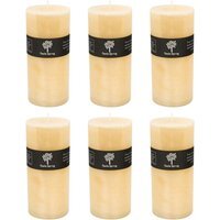 Round Vanilla Pillar Candles - 140 Hours - Cream - Pack of 6 - Natural