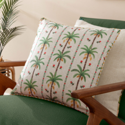 Okara Palm Printed Cushion - Multicolour / Polyester - thumbnail 5