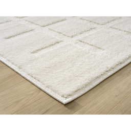 Aya Living Room Area Rugs - Embossed Cubed Design Cream Rug - Cream / 150cm - thumbnail 5