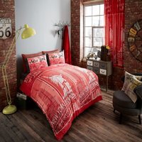 Luxury Inspire Duvet Cover and Pillowcase Set - Red / King