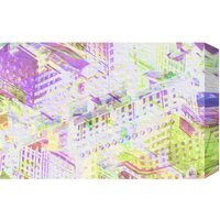 London Roof Tops Graphic Art Wrapped on Canvas - Purple / 112cm