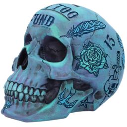 Aqua Blue Traditional, Tribal Tattoo Fund Skull - 16cm - thumbnail 2