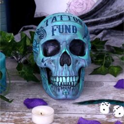 Aqua Blue Traditional, Tribal Tattoo Fund Skull - 16cm - thumbnail 3