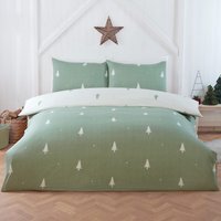 Fir Microfibre Reversible Duvet Cover Set with Pillowcase - Green / Single - image 1