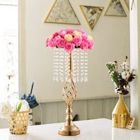 Crystal Pendant Candle Holder for Wedding Decor - Gold