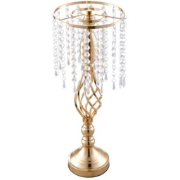 Crystal Pendant Candle Holder for Wedding Decor - Gold - thumbnail 2