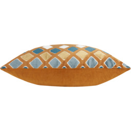 Metro Diamond Velvet Rectangular Cushion - Ginger / Feather - thumbnail 3