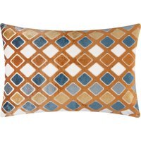 Metro Diamond Velvet Rectangular Cushion - Ginger / Feather