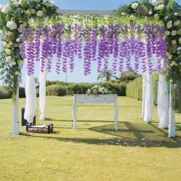 Set of 24 Hanging Artificial Wisteria Vines - Purple - thumbnail 4