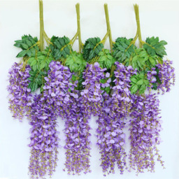 Set of 24 Hanging Artificial Wisteria Vines - Purple - thumbnail 3