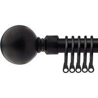 16-19mm Sphere Extendable Durable Metal Curtain Pole Set - Black / 160cm