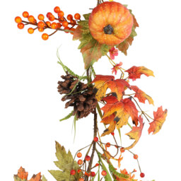 Autumnal Floral Large Pumpkin Garland - Orange - thumbnail 2