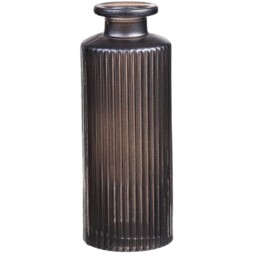 Glass Ribbed Slender Bottle Bud Vase - Aubergine - thumbnail 3
