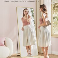 SONGMICS Full Length Mirror, Rectangle Full Body Mirror with Stand - Gold
