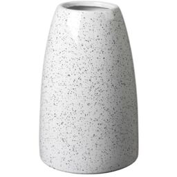 Ceramic Speckled Cylinder Flower Vase - 23.5cm - White - thumbnail 2