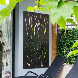 MirrorOutlet Large Metal Flame Garden Screen Wall Mirror - Antique Black - thumbnail 2