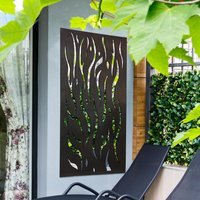 MirrorOutlet Large Metal Flame Garden Screen Wall Mirror - Antique Black