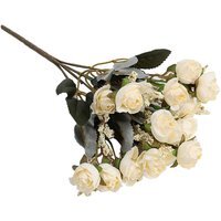 5 Branch 15 Heads Artificial Silk Rose Bouquet - White - image 1