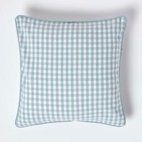 Cotton Gingham Check Cushion Cover - Blue / 45cm